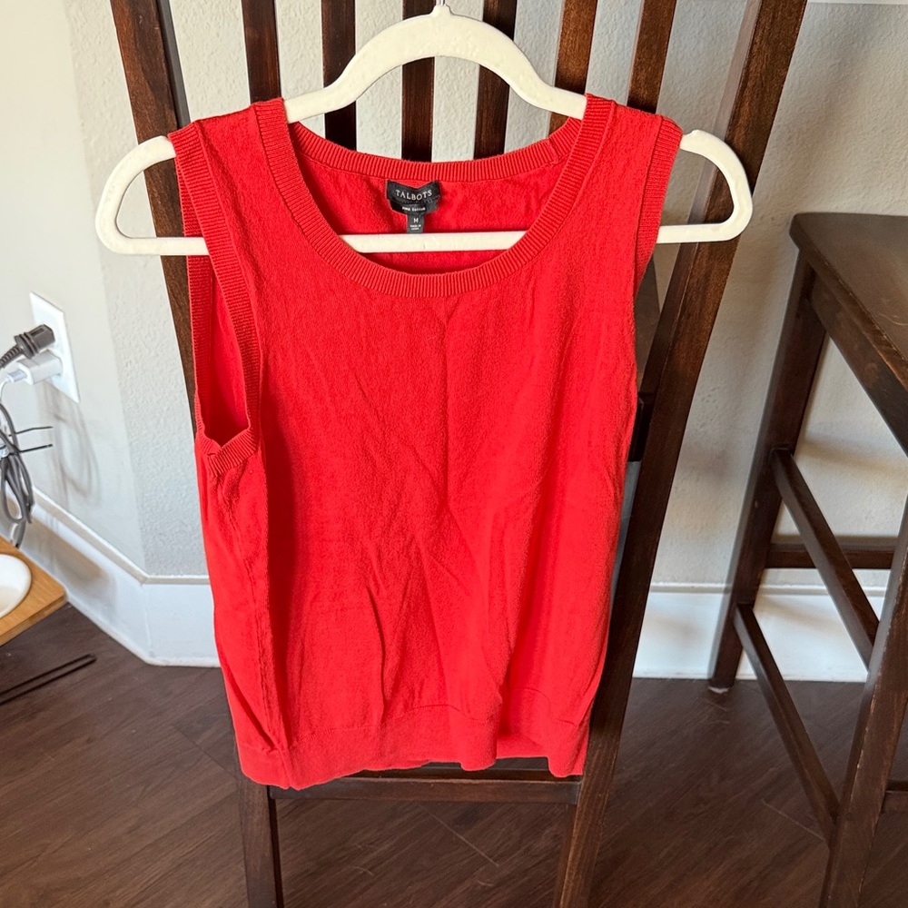 Talbots Bright Red Knit Tank Top